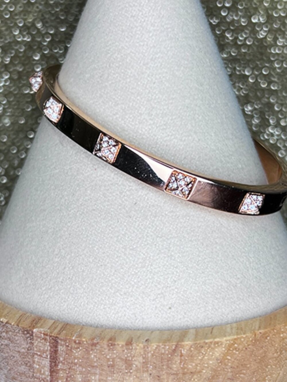 Swarovski | Hinged Rose-Tone and Crystal Bangle Bracelet | NWOT